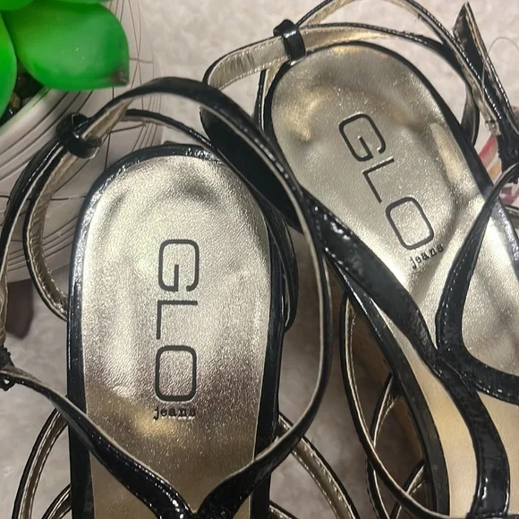 Sandals Glo jeans Sandals wedge heels Jordan black size 10 - Picture 4 of 9